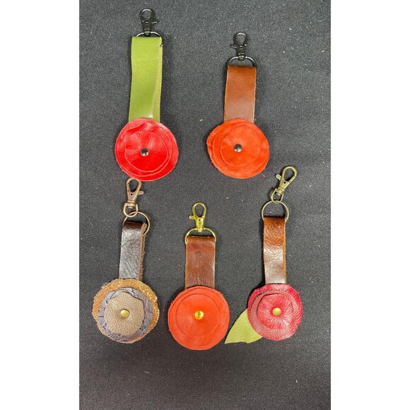 Leather Handmade Keychain Choose: Butterfly, Paw, Floral, Order Custom Colors - Picture 3 of 5